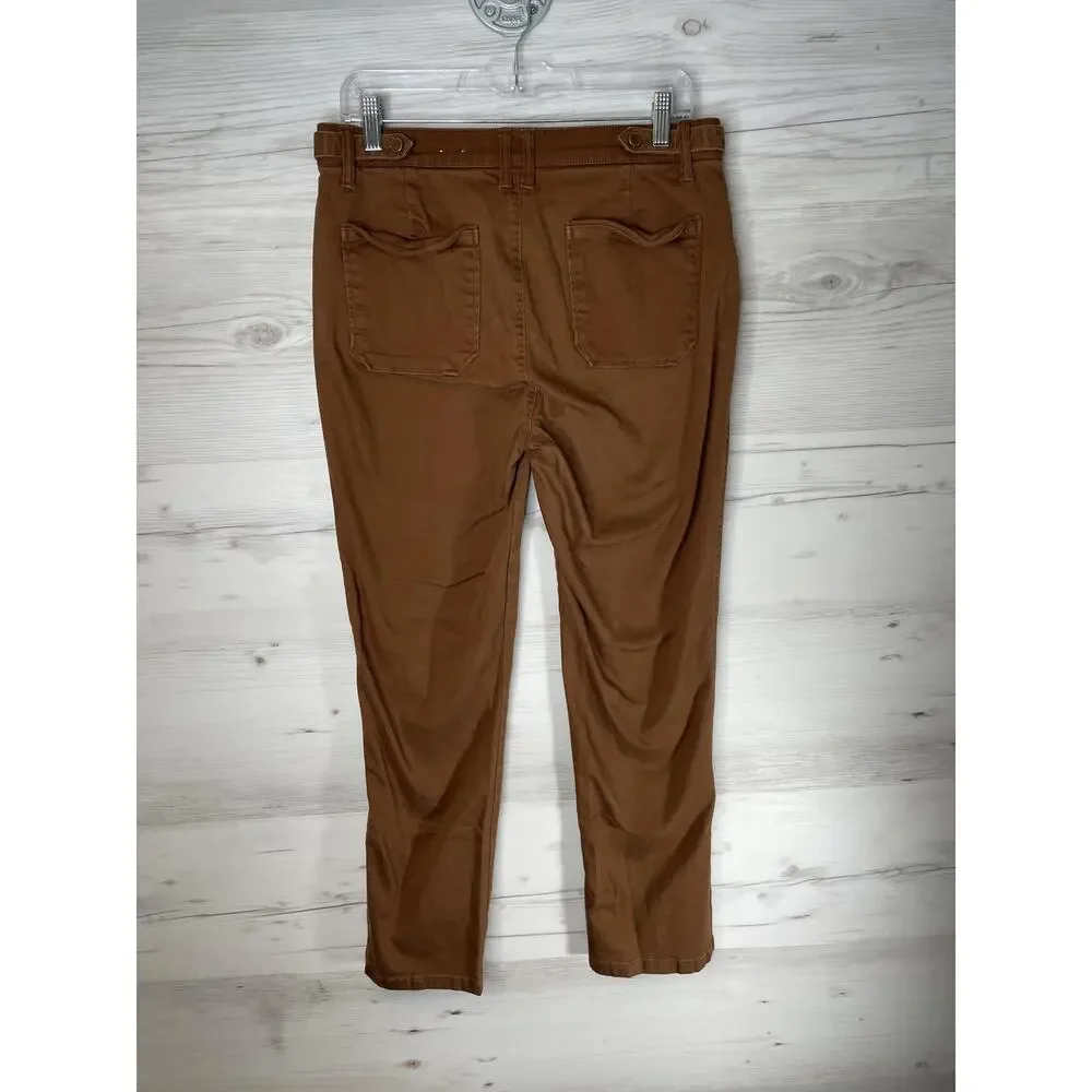 Democracy Pants Womens 10 Brown Twill Ab Technology Tapered‎ Leg Stretch Casual
